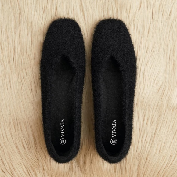 VIVAIA Square-Toe Faux Mink-Knit Flats (Margot2.0) Square Toe in Black sz 9.5 - Picture 2 of 13